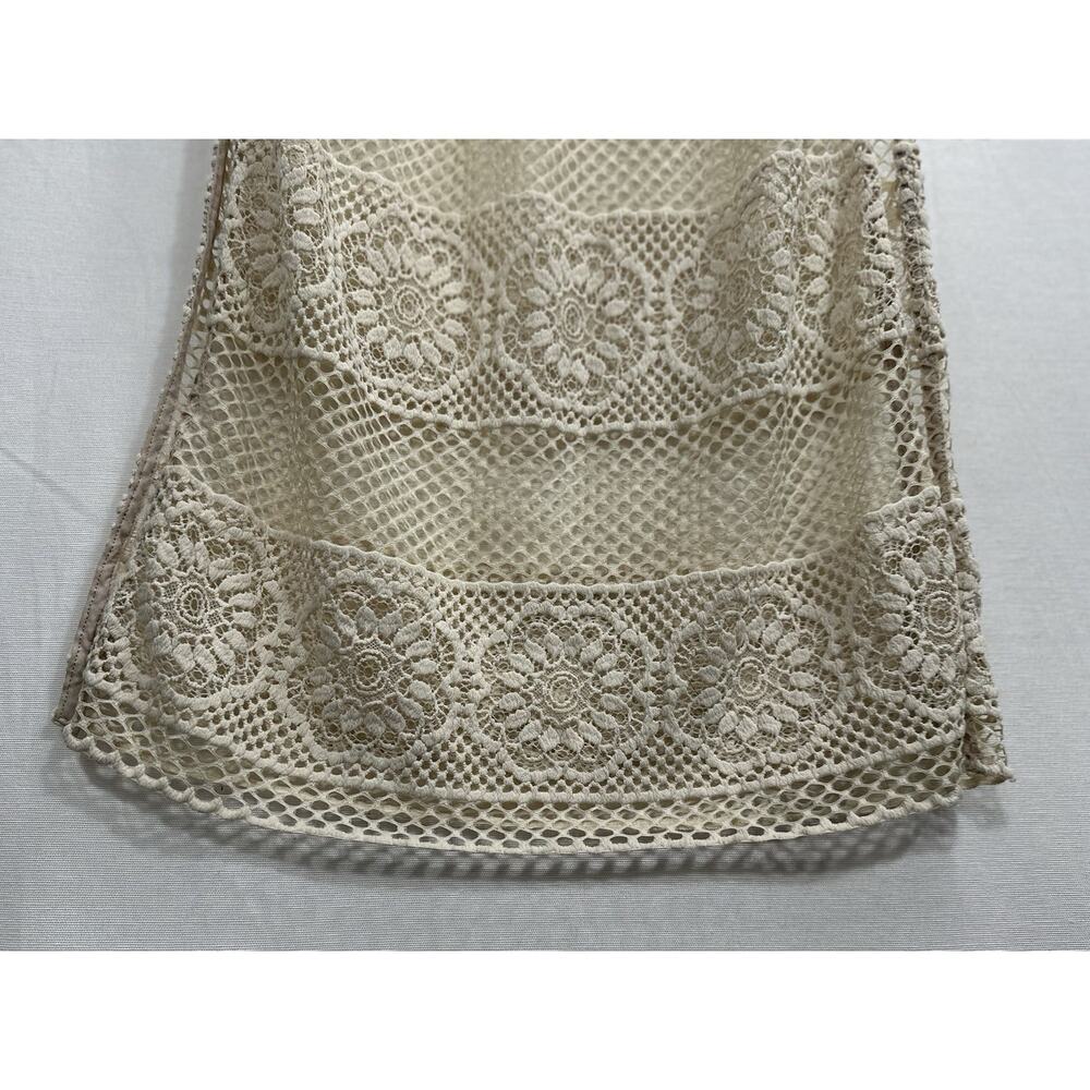 PilyQ Womens Lace Up Side V Neck Open Knit Cover Up Beige SzS Perfect For Beach - Picture 10 of 16